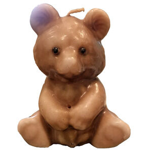 Vintage Wax Candle Teddy Bear 6 1/2” Tall with Acrylic Eyes
